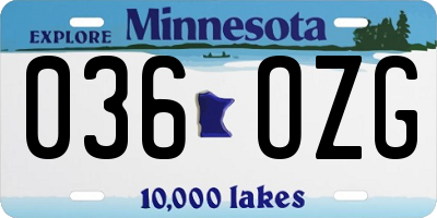 MN license plate 036OZG