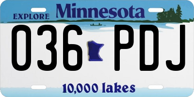 MN license plate 036PDJ