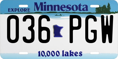 MN license plate 036PGW