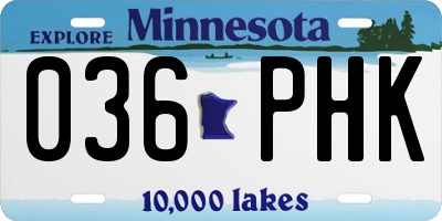 MN license plate 036PHK