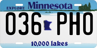 MN license plate 036PHO