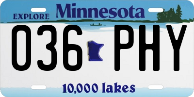 MN license plate 036PHY