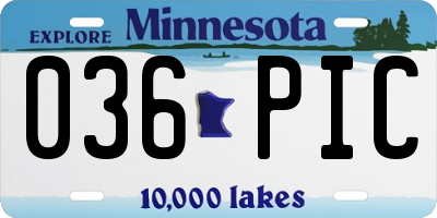 MN license plate 036PIC
