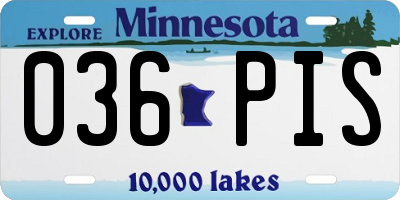 MN license plate 036PIS