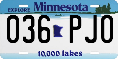 MN license plate 036PJO