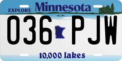 MN license plate 036PJW