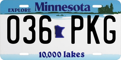 MN license plate 036PKG