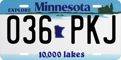 MN license plate 036PKJ