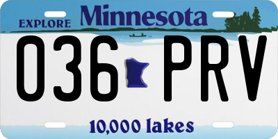 MN license plate 036PRV
