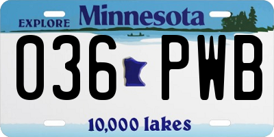 MN license plate 036PWB