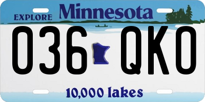 MN license plate 036QKO