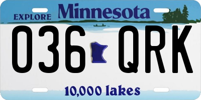 MN license plate 036QRK