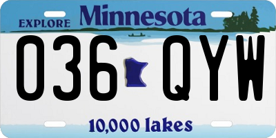 MN license plate 036QYW