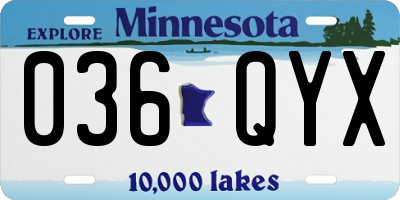 MN license plate 036QYX