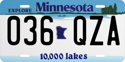 MN license plate 036QZA