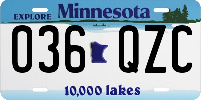MN license plate 036QZC