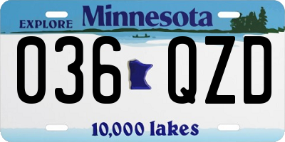 MN license plate 036QZD