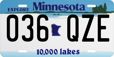 MN license plate 036QZE