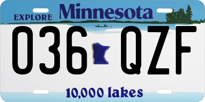 MN license plate 036QZF