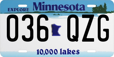 MN license plate 036QZG