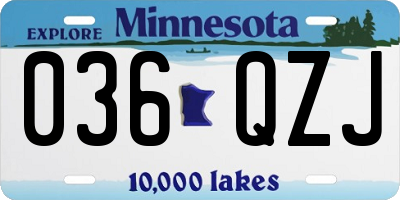 MN license plate 036QZJ