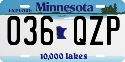 MN license plate 036QZP