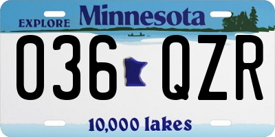 MN license plate 036QZR