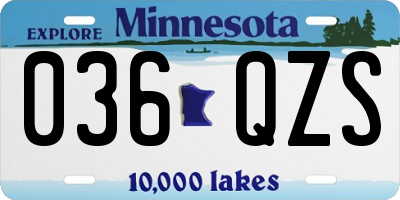 MN license plate 036QZS