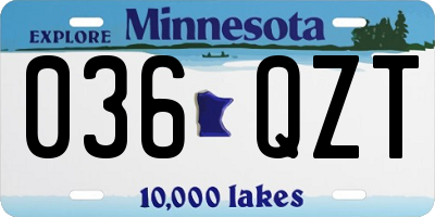 MN license plate 036QZT