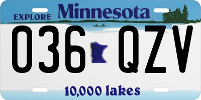 MN license plate 036QZV