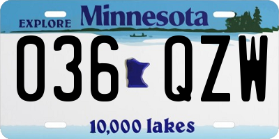 MN license plate 036QZW
