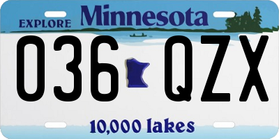 MN license plate 036QZX