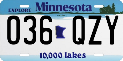 MN license plate 036QZY
