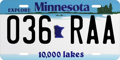 MN license plate 036RAA