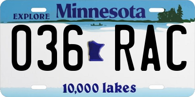 MN license plate 036RAC