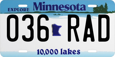 MN license plate 036RAD