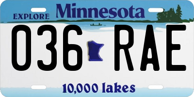 MN license plate 036RAE