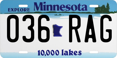 MN license plate 036RAG