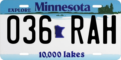 MN license plate 036RAH
