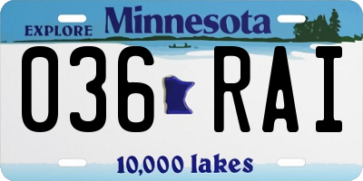 MN license plate 036RAI