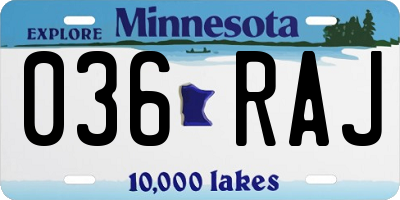 MN license plate 036RAJ
