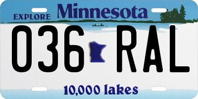 MN license plate 036RAL