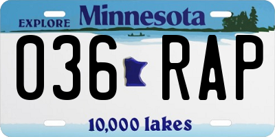 MN license plate 036RAP