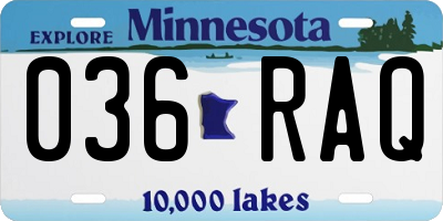 MN license plate 036RAQ