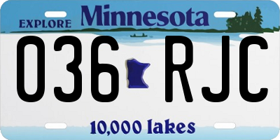MN license plate 036RJC