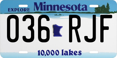 MN license plate 036RJF