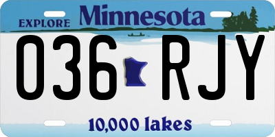 MN license plate 036RJY