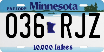 MN license plate 036RJZ