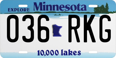 MN license plate 036RKG