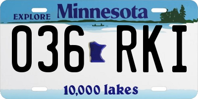 MN license plate 036RKI